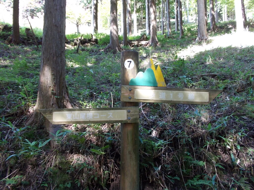 10：22　尾根コースへの案内です。