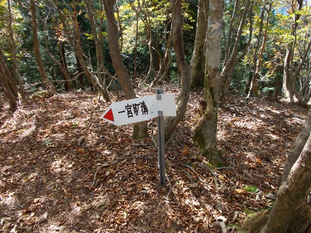 10:35 溝谷との分岐の案内板