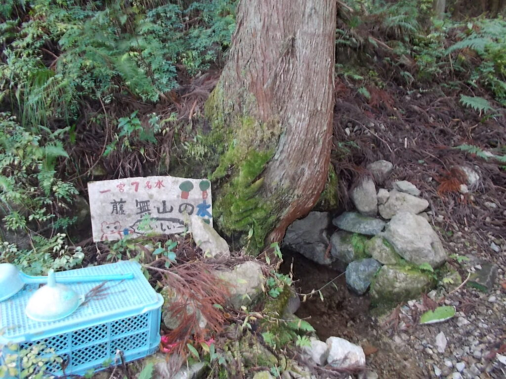10：08　すぐに藤無の水がある。木の下から湧き出ているようです。
