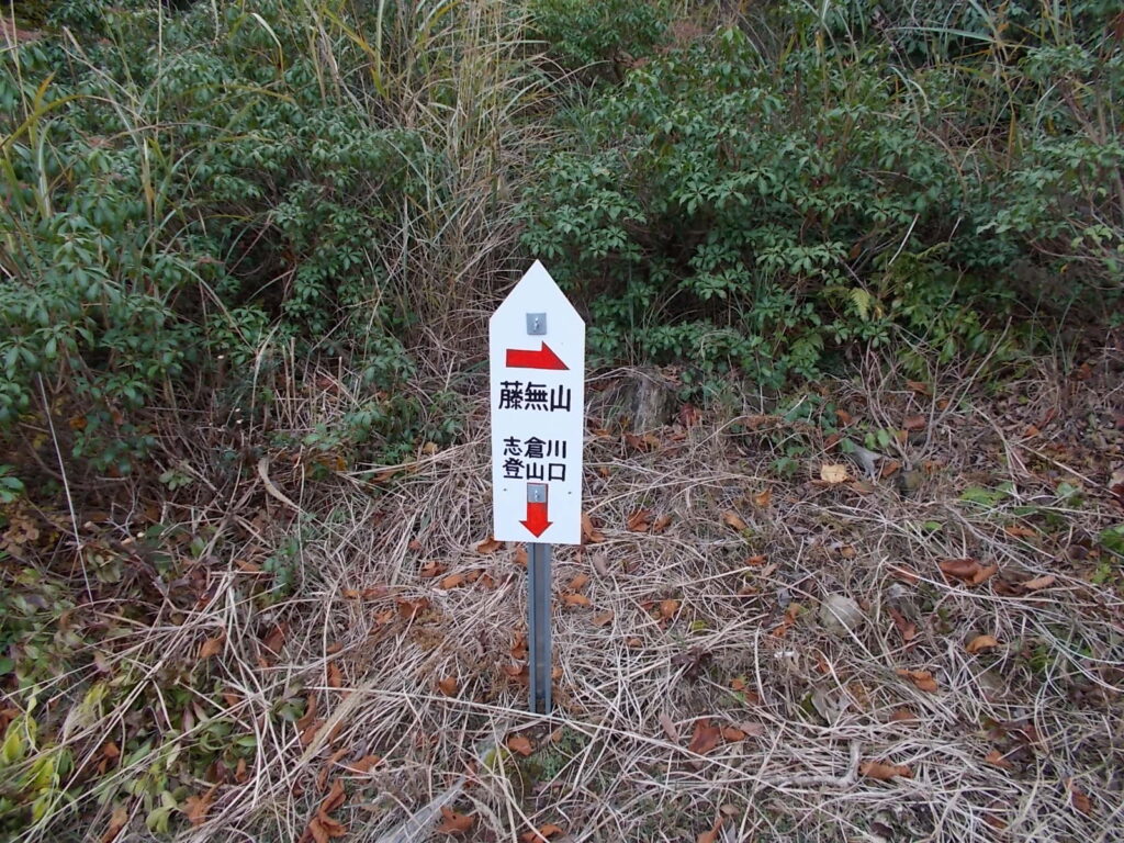 10：45　急登を登り切ったところにある案内板。ここから尾根筋に入ります。比較的歩きやすいです。