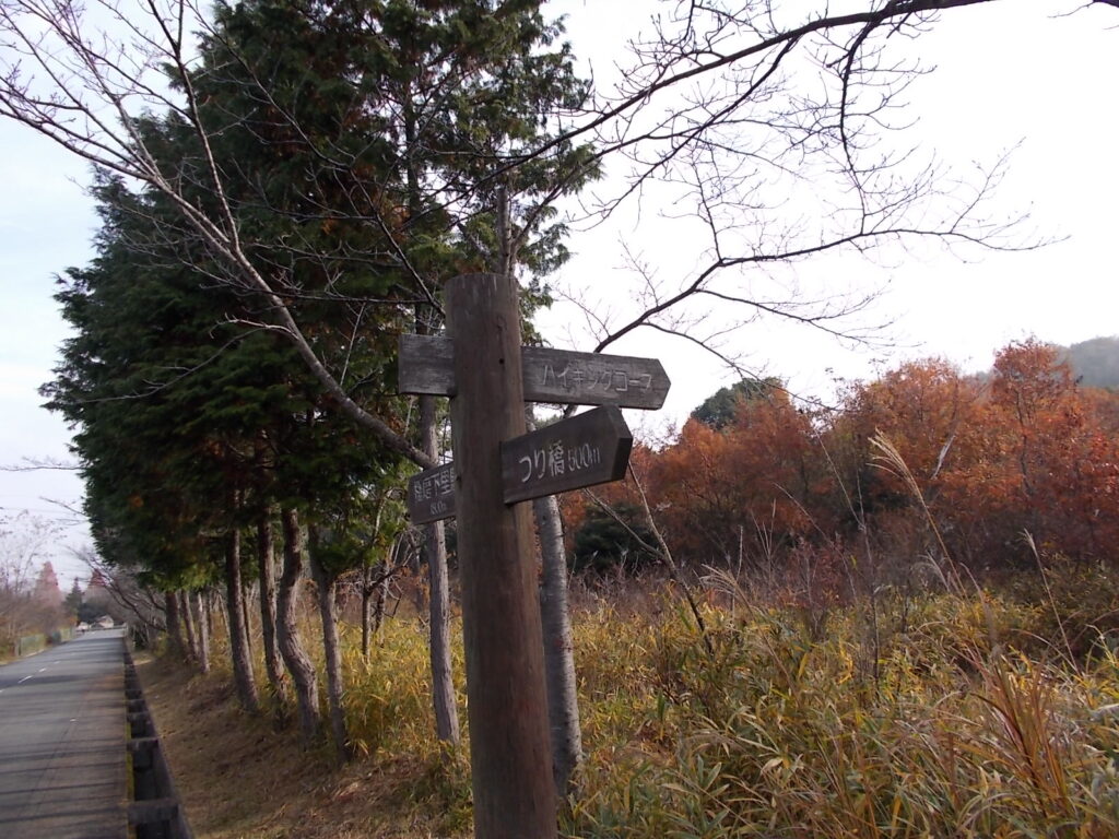 9:48 進入路を少し戻ると登山口の案内があります。