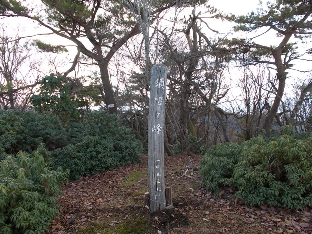 12:22 須留ヶ峰の山頂です。南但馬の名峰といわれている割りには、さみしい山頂です。周りの景色はあまり見えませんが、ここで昼食にしました。
