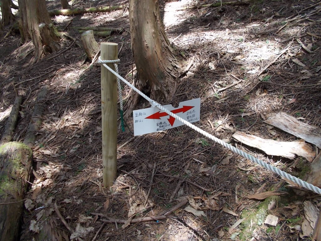 12：17　岩塊流のコース分岐。右回りコースへ