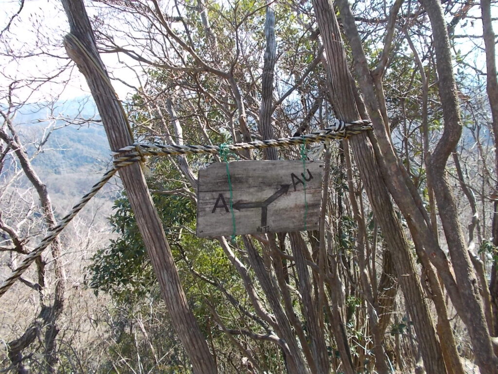 12:46 AUコースとの分岐。左へロープを頼りに進みます。