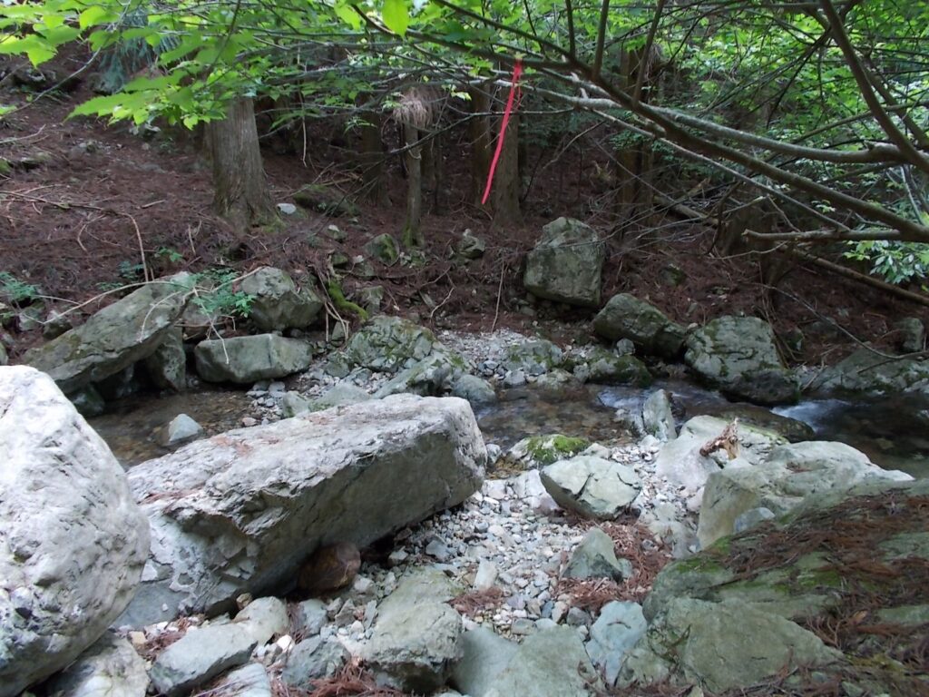 10：52　2度目の徒渉。今度は水が流れています。