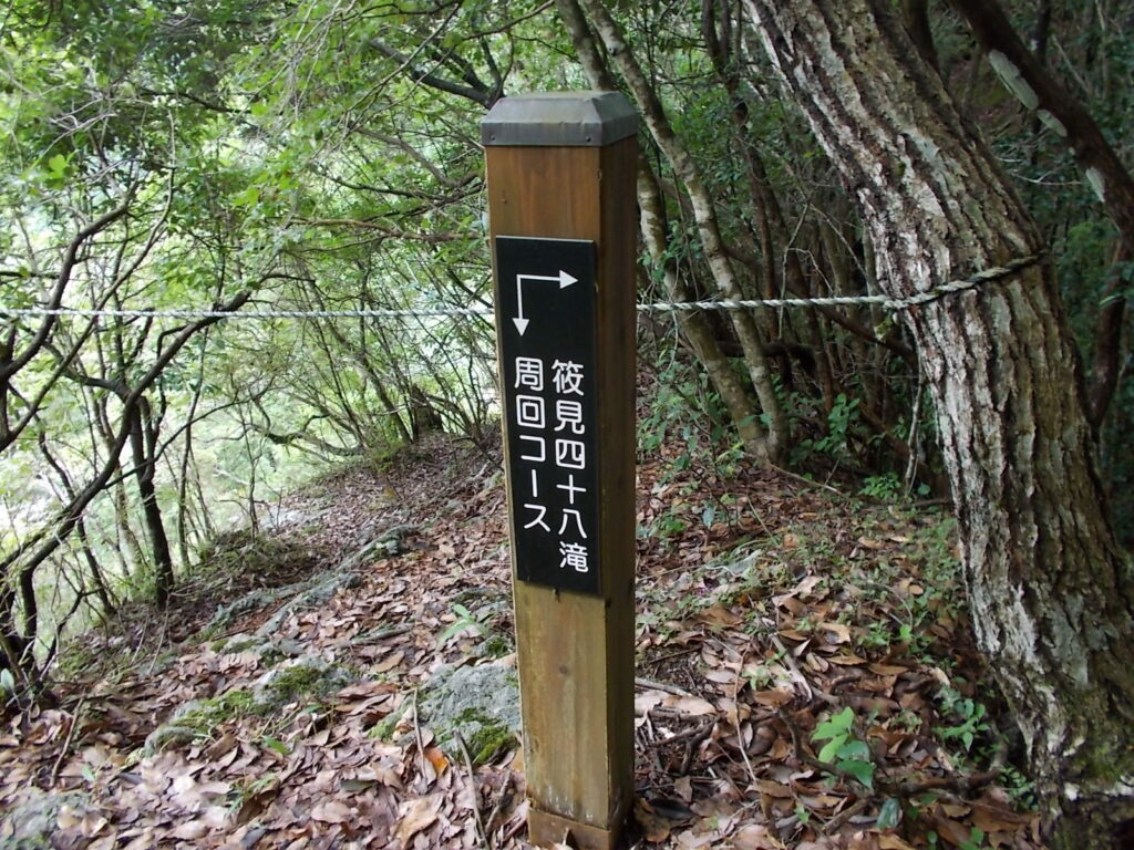 10：08　戻って、鎖場を抜けた所にある案内柱です。