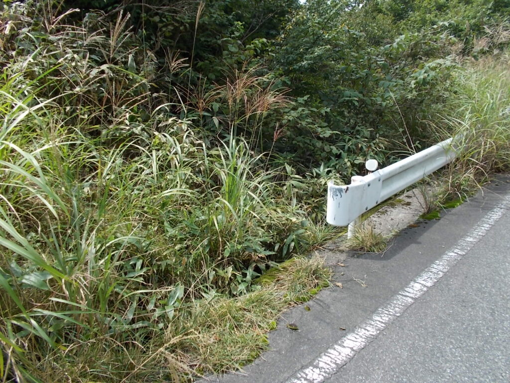 12：22　県道を渡ったガードレールの横から入ります。