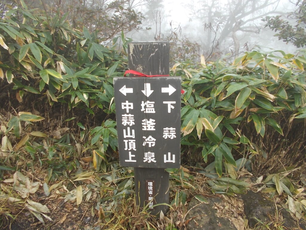 11：49　塩釜冷泉分岐（中蒜山登山口）