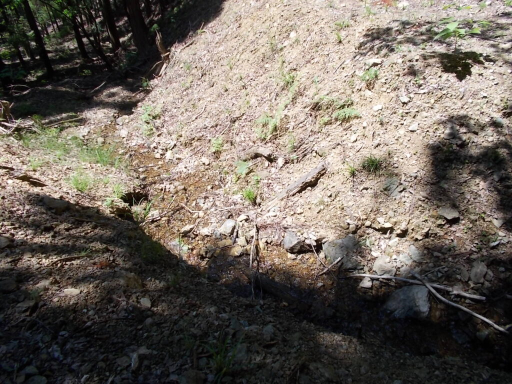 10：32　沢なのか林道が削れたのか。