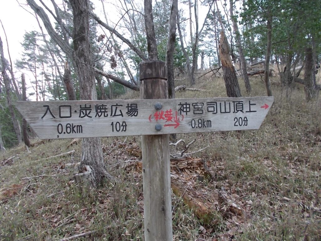 10：44　案内板　頂上まであと20分