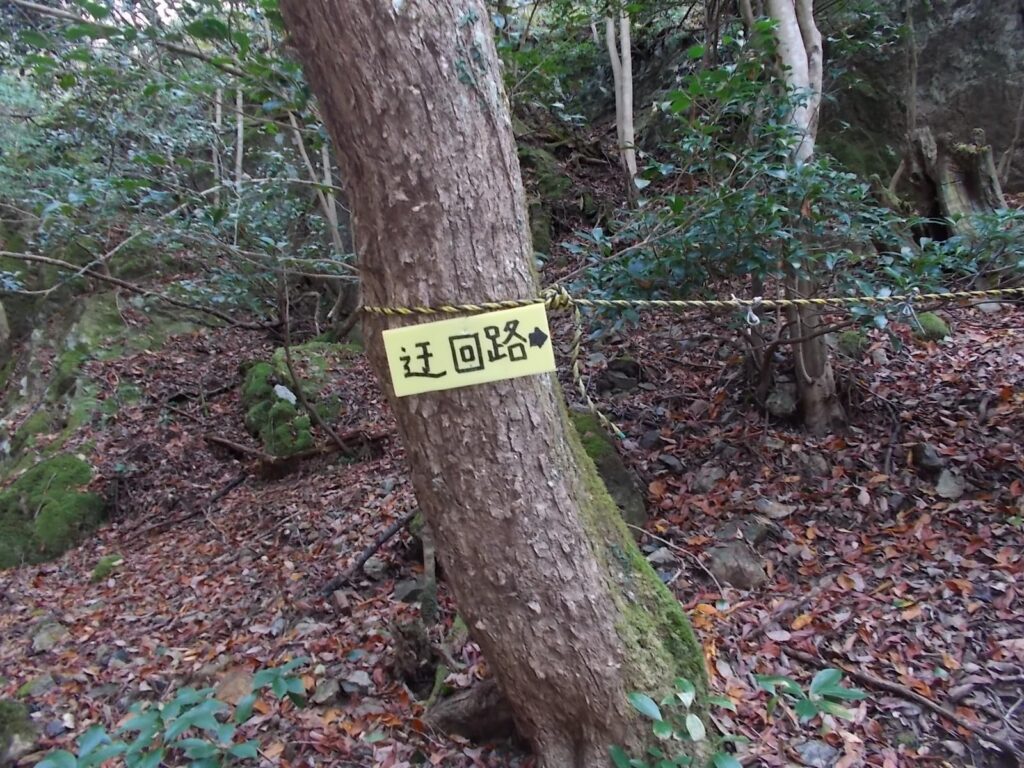 11：26　岩場コースと迂回路の分岐