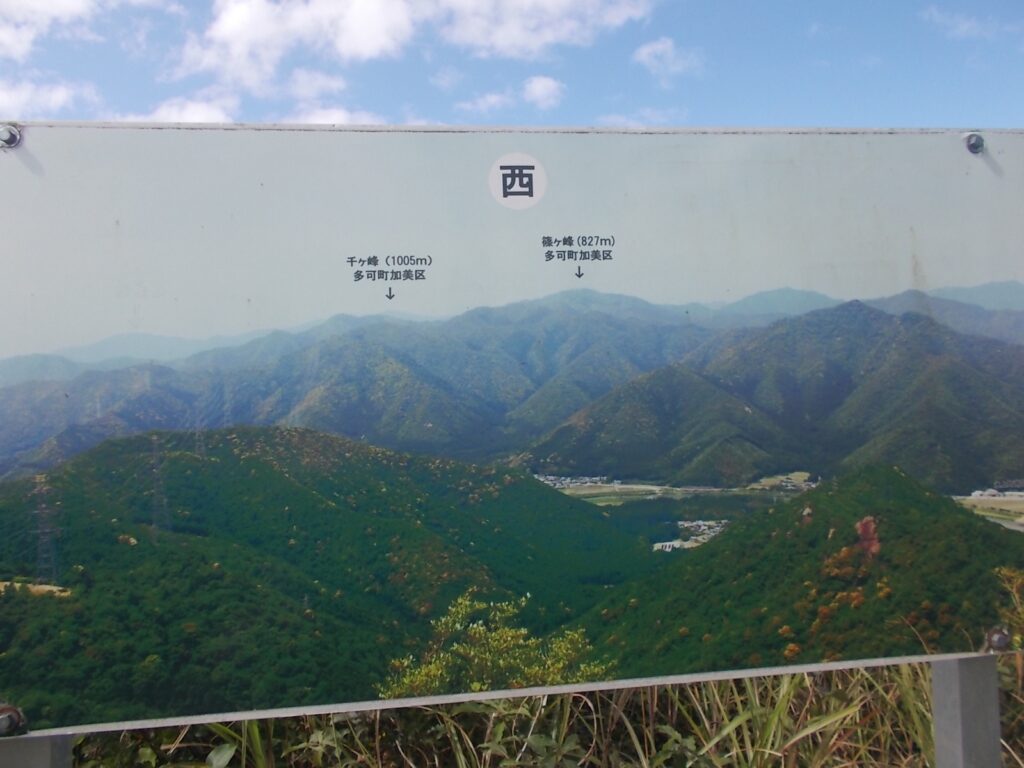 13：04　山頂からの眺め：西側の案内板