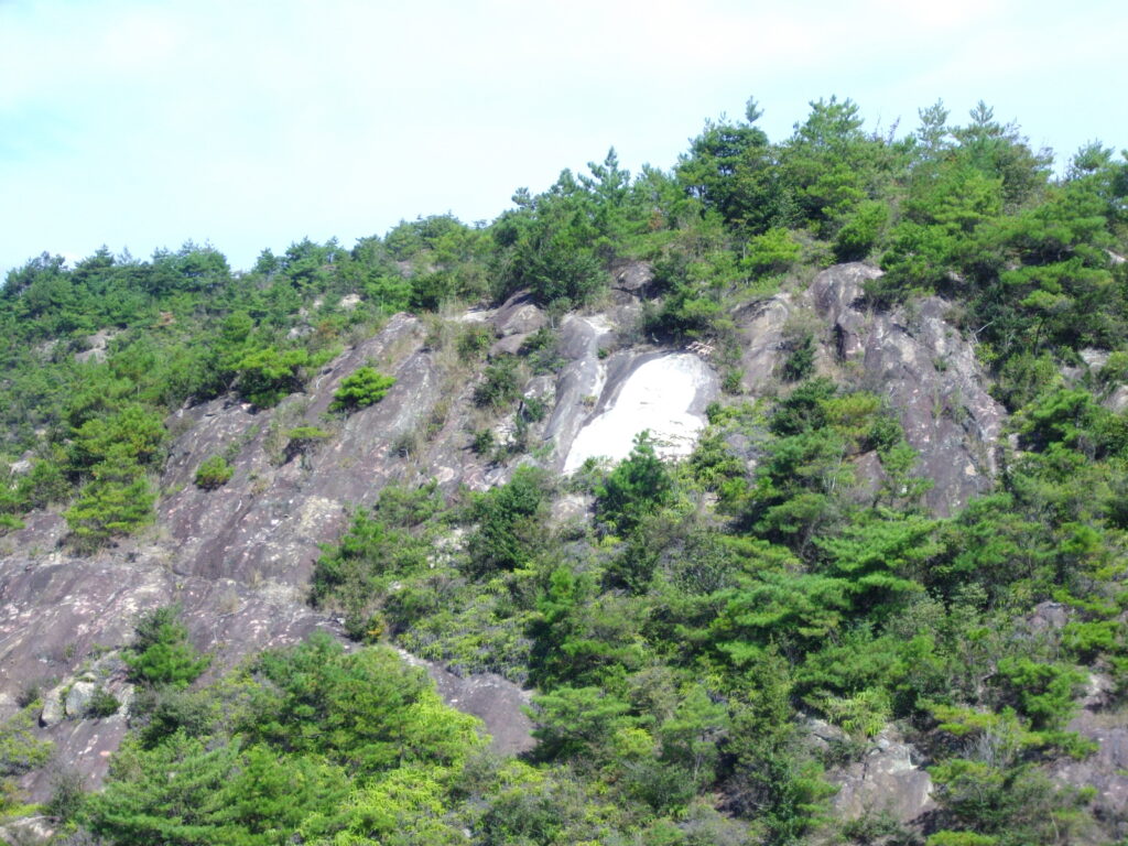 9：46　向かいの崖に見える磨崖仏