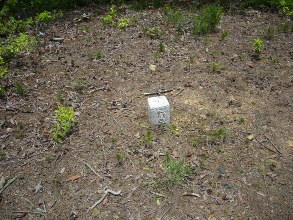 12：13　最初のピークの三角点です。情けないことにここでかなりへばってしまいました。