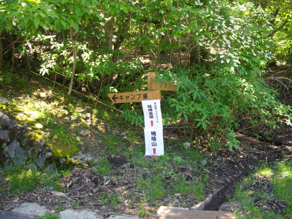 12：51　キャンプ場との分岐です。