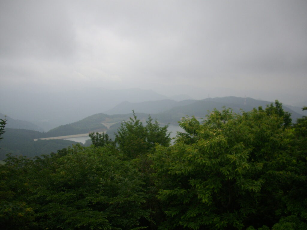 11：09　下を見ると、太田池が見えます。