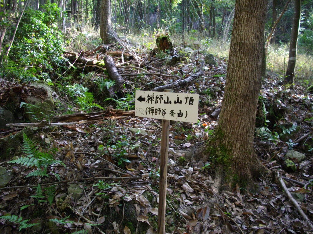 10：20　禅師山山頂への案内板です。かなりの数で案内があるのですが、初めてだとなかなかわかりにくいコースでした。