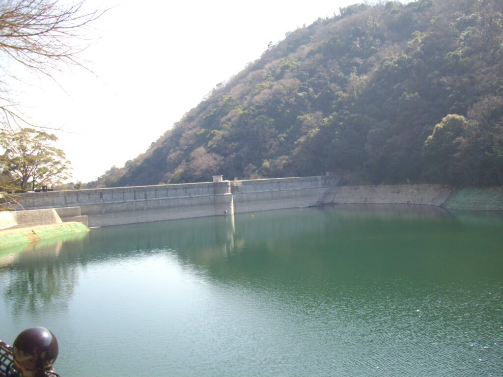 12：36　布引貯水池です。しばらくこのあたりをうろうろしていると、イタチ君がでてきました。追いかけて写真を撮ろうとしたんですが、うまく撮れませんでした。景色がいいので、ここで昼食にしました。