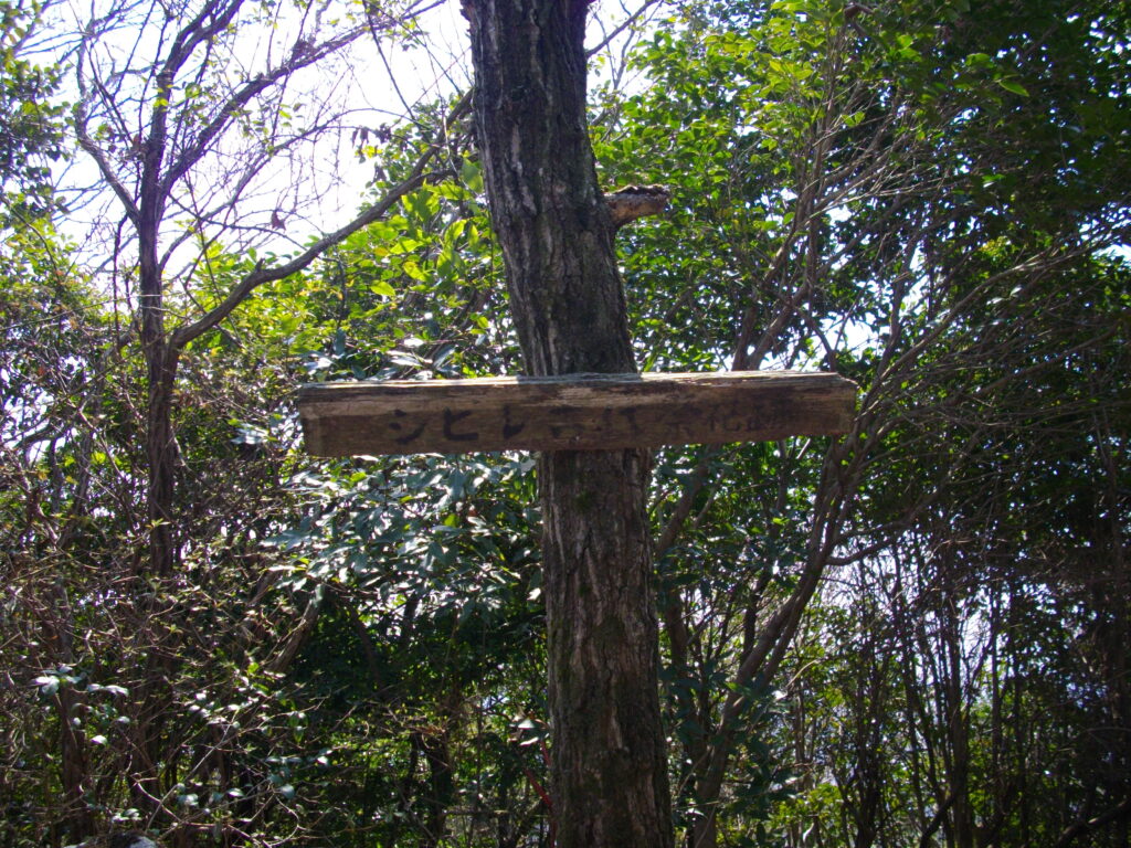 12：10　シビレ古代祭祀後の案内板です。ほとんど消えそうです。
