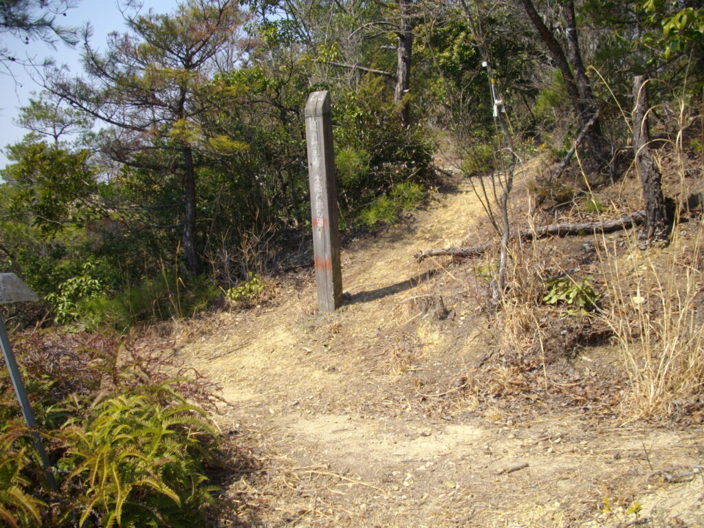 13：03　尾根を越えて下りていくと、十字路に出ます。ここをさらに下に下りていきます。