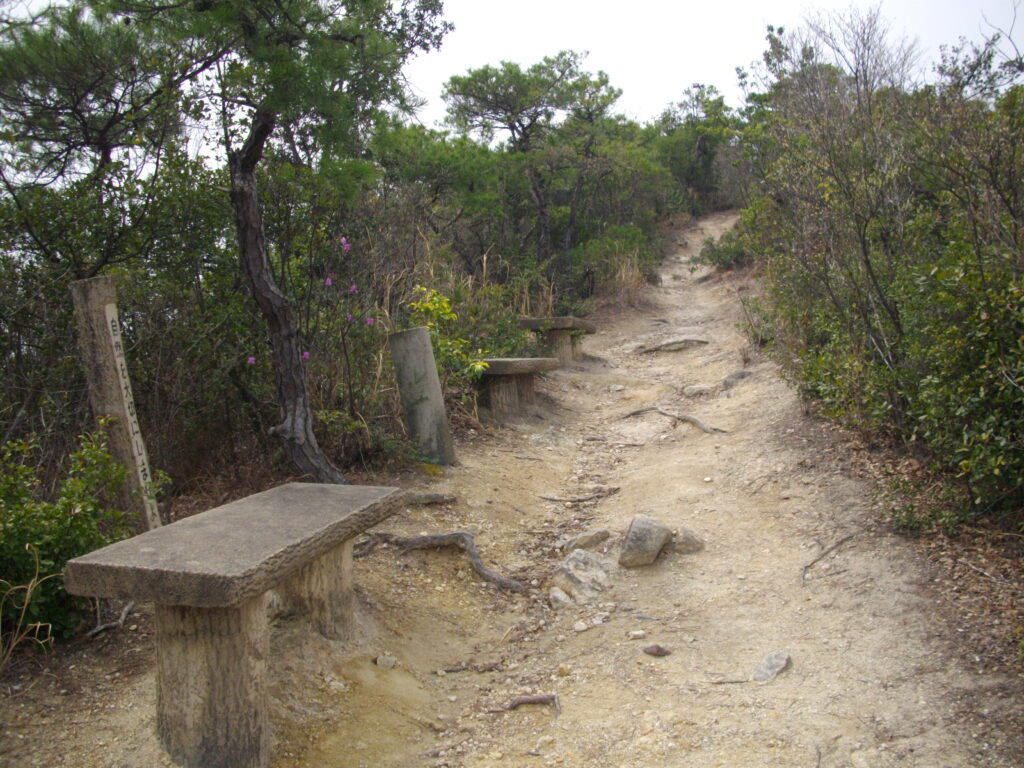 11：10　さらに進んだところにあるベンチです。ここからの眺めハハあまりよくありません。こちらのコースではベンチはここだけでした。