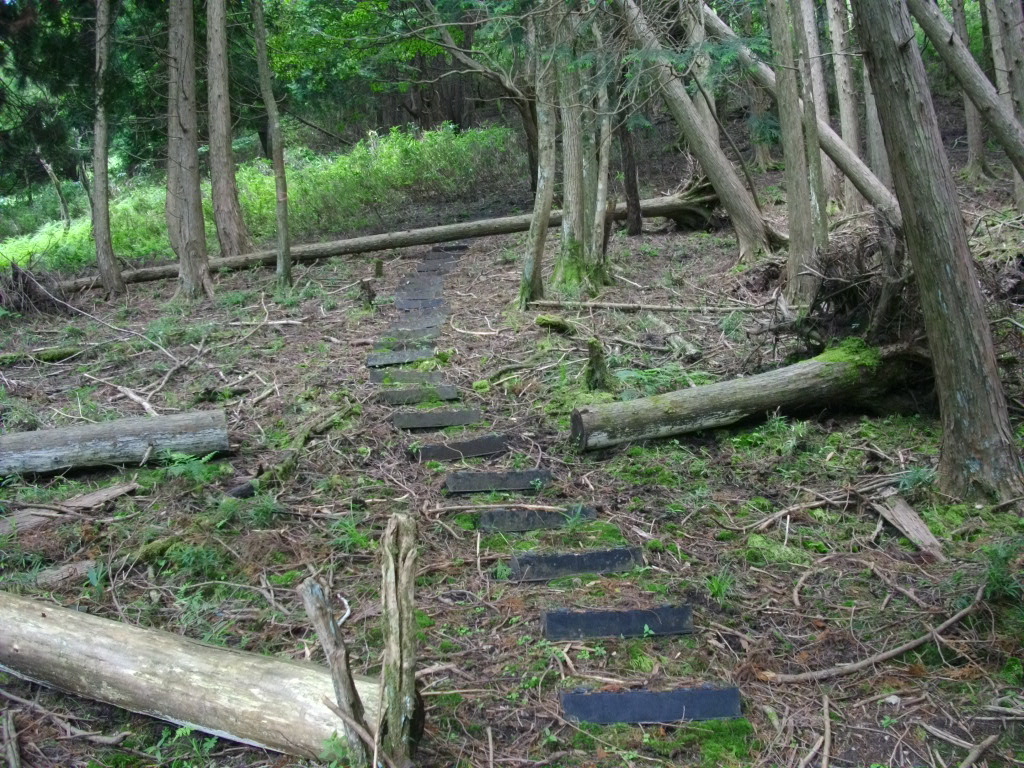 11:33 広場に出ました。階段道があります。