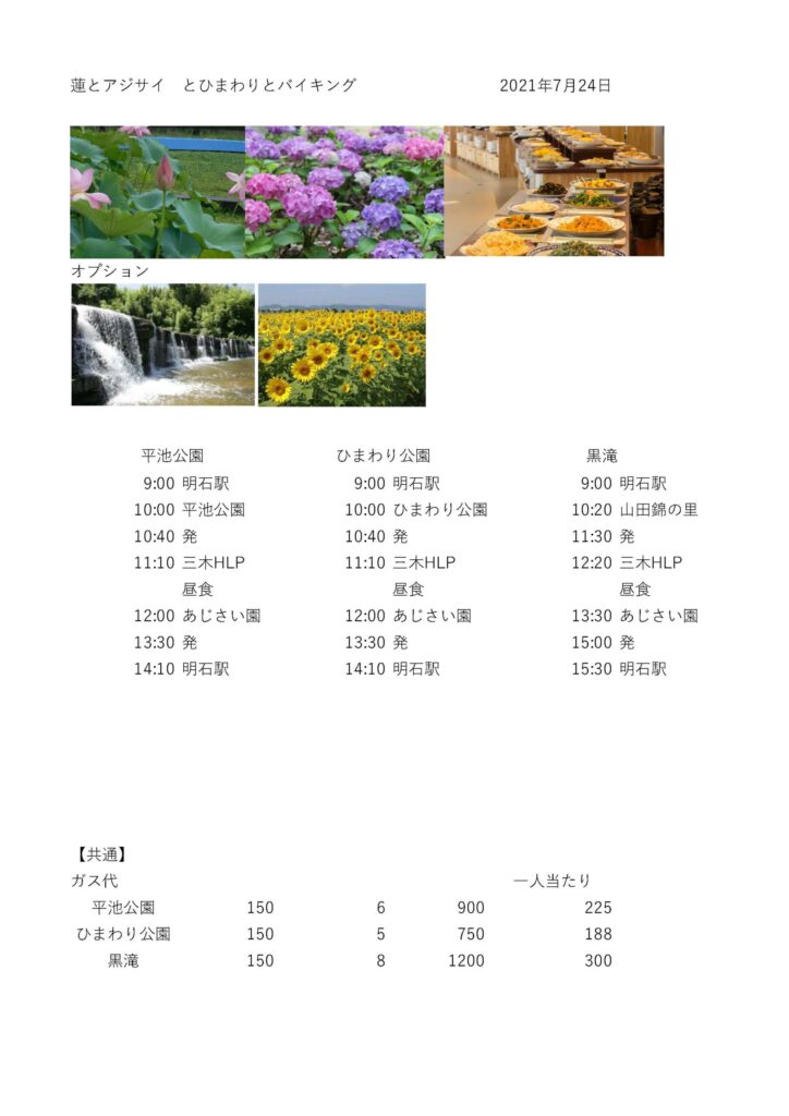 蓮とアジサイとひまわりとバイキング