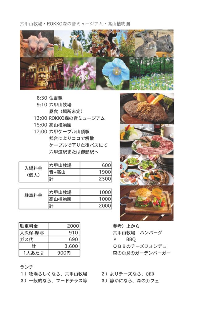 六甲山牧場とROKKO森の音ミュージアムと高山植物園