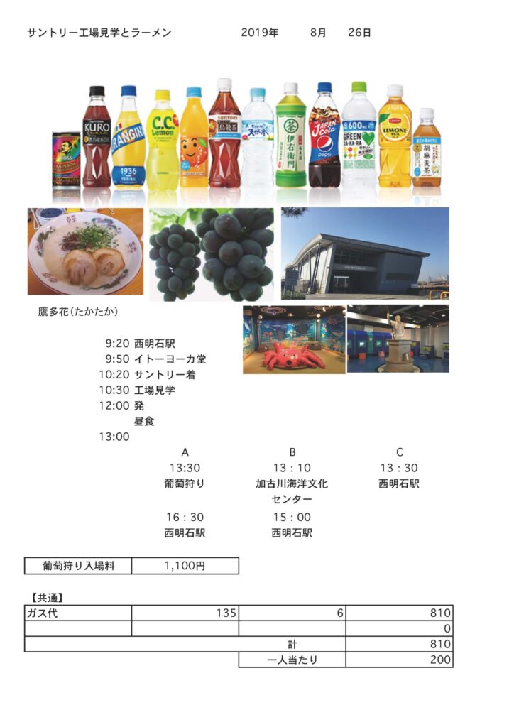 サントリー工場見学とラーメン
