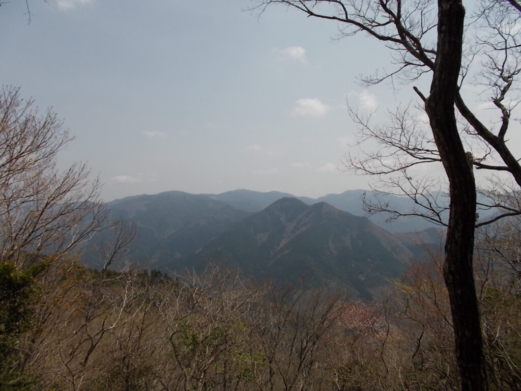 11：24　東方面、中央が暁晴山、右側に三辻山