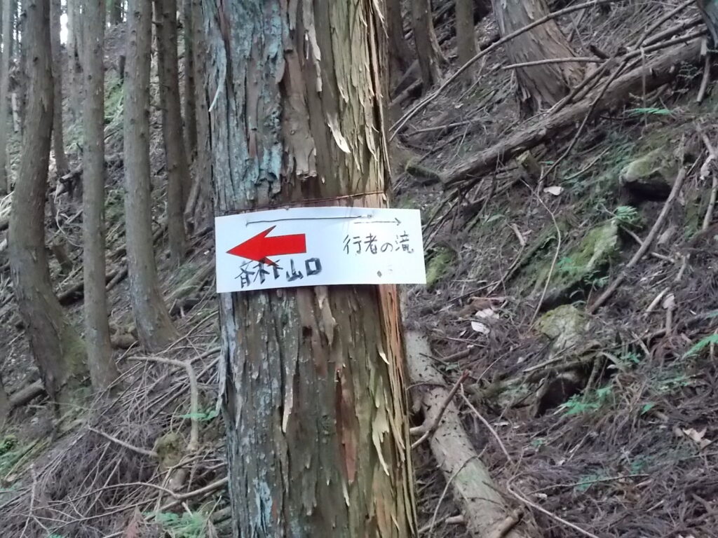 12：51　行者の滝への分岐。今回は寄らずにそのままおりました。